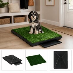 Pet Toilet Training Pad with Tray Artificial Grass Mat Indoor Potty 2 Pack