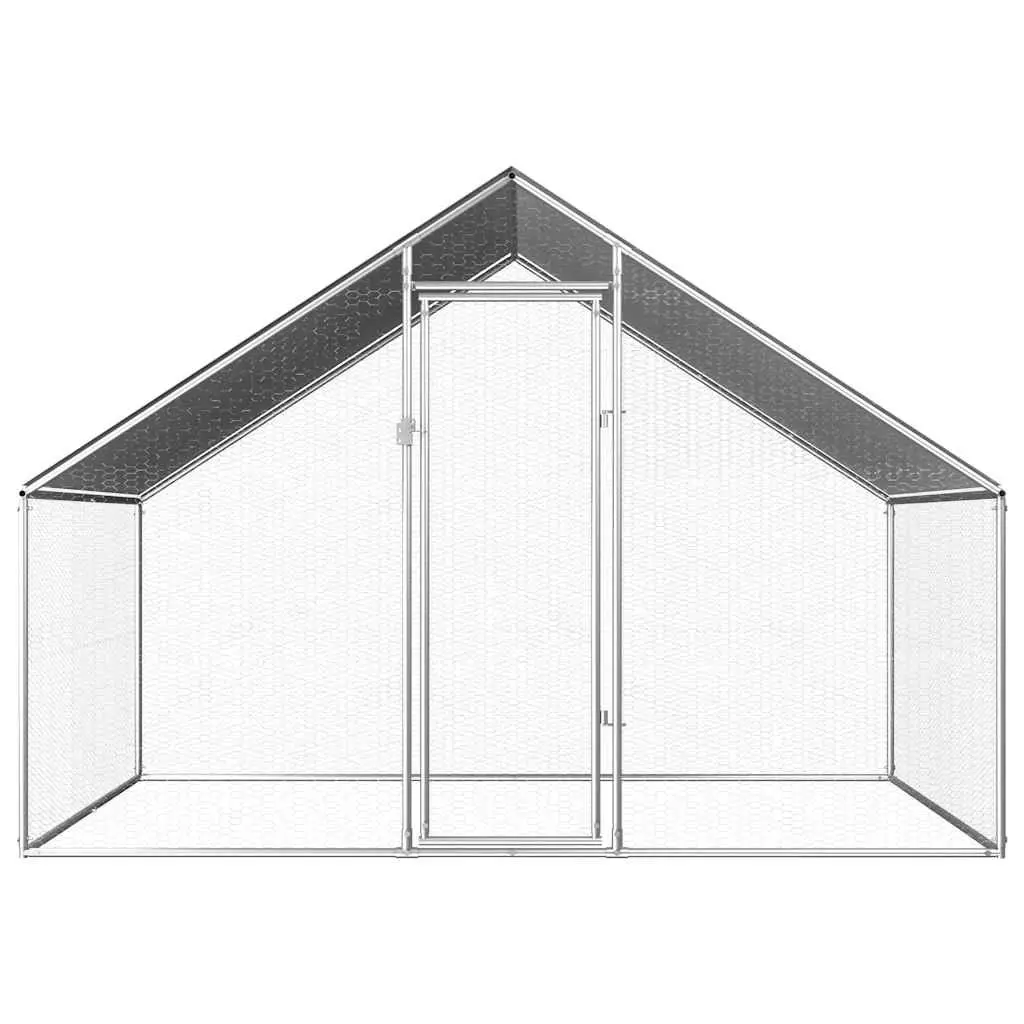 Chicken Run Enclosure Galvanised Steel 2.75m x 2m x 1.92m Silver for Small Animals