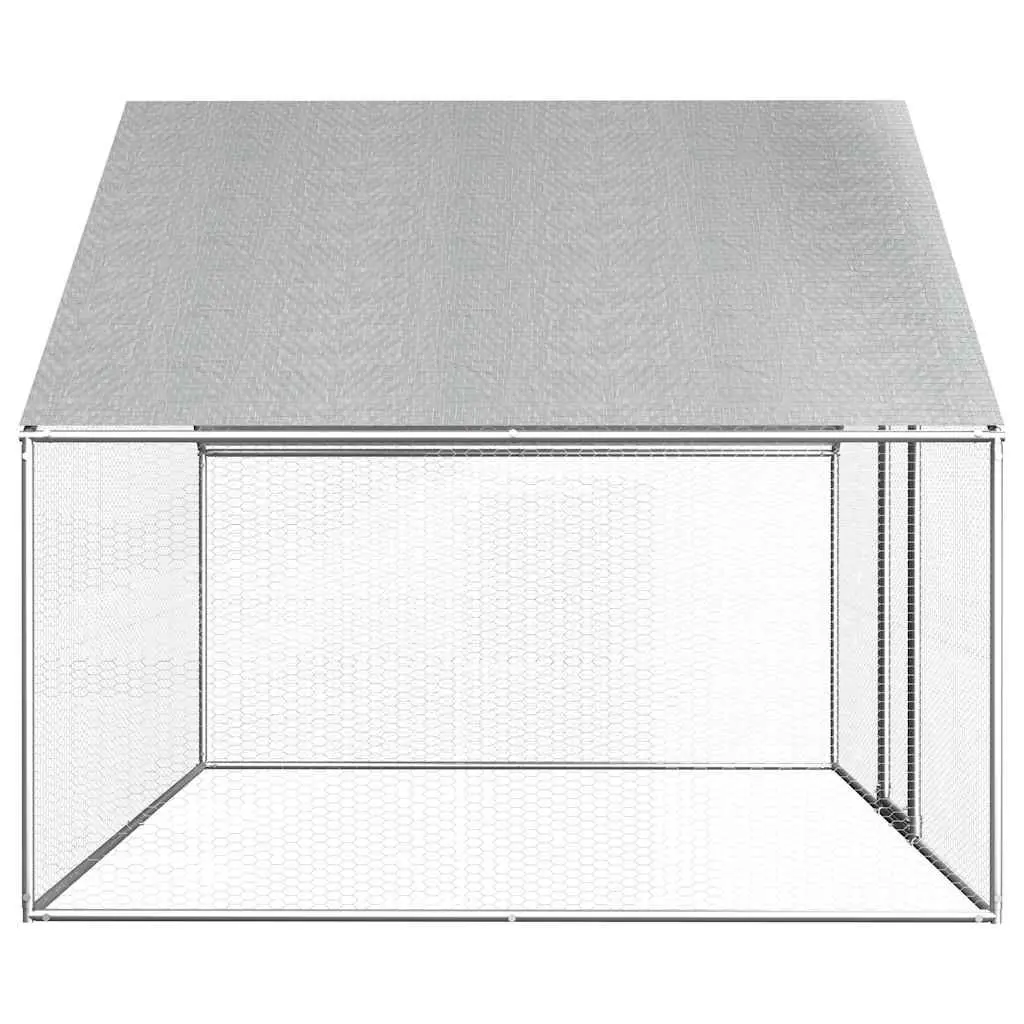 Chicken Run Enclosure Galvanised Steel 2.75m x 2m x 1.92m Silver for Small Animals