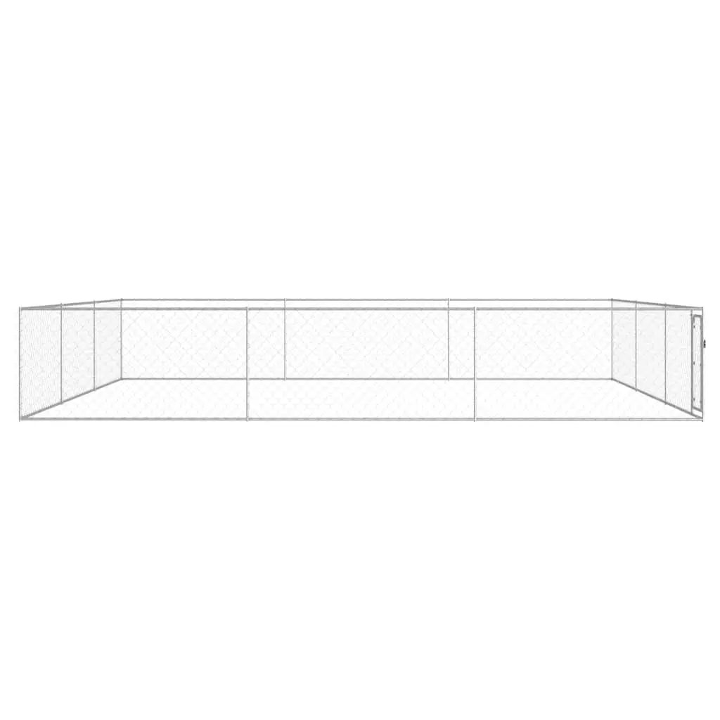 Dog Kennel Chain-Link Mesh Heavy-Duty Galvanised Steel 6x6x1m Silver