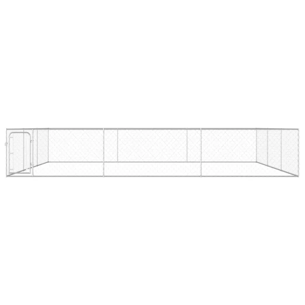 Dog Kennel Chain-Link Mesh Heavy-Duty Galvanised Steel 6x6x1m Silver