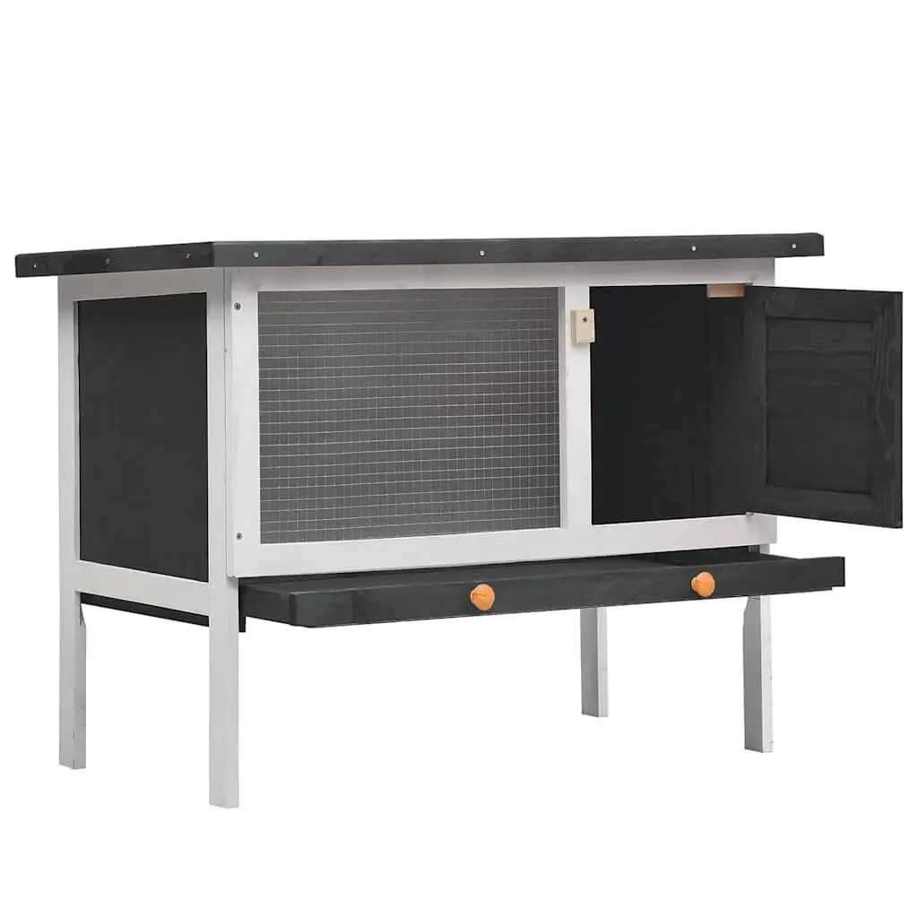 Outdoor Rabbit Hutch Wood Single Layer Grey