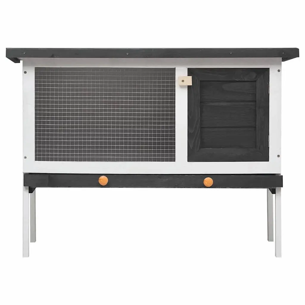 Outdoor Rabbit Hutch Wood Single Layer Grey