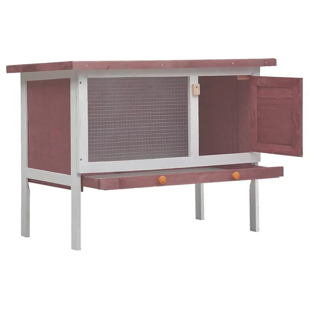 Outdoor Rabbit Hutch Wood Large Brown Enclosure