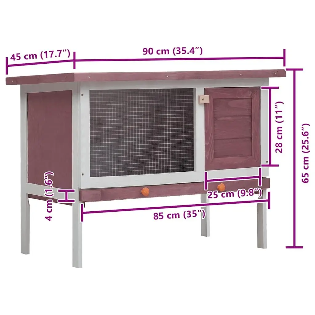 Outdoor Rabbit Hutch Wood Large Brown Enclosure