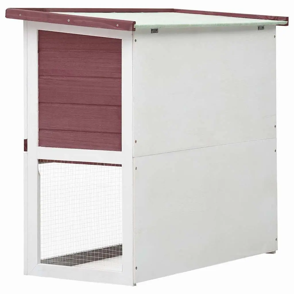 Outdoor Rabbit Hutch Wooden Two-Level Cage with Ramp Brown