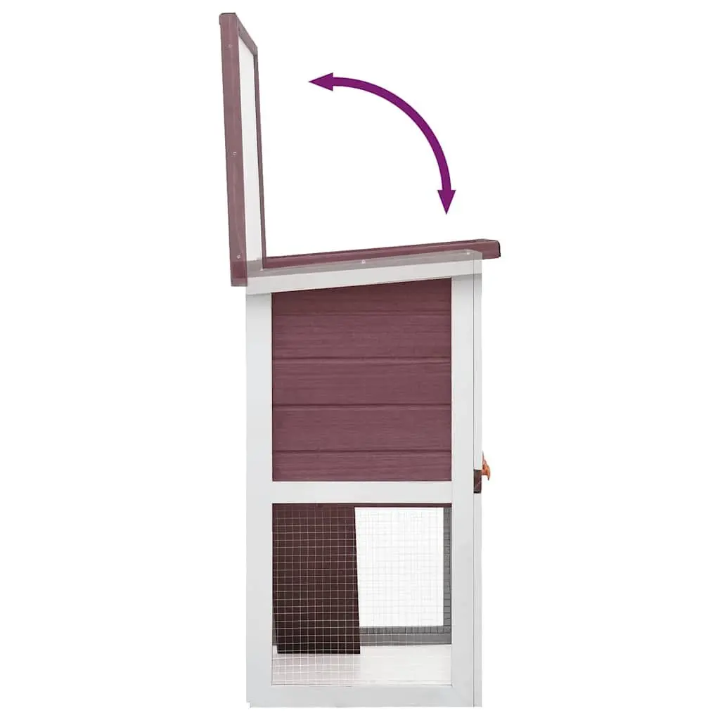 Outdoor Rabbit Hutch Wooden Two-Level Cage with Ramp Brown