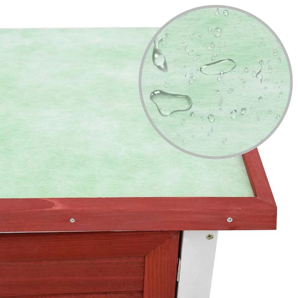 Wood Rabbit Hutch Two-Level Enclosure with Ramp Red