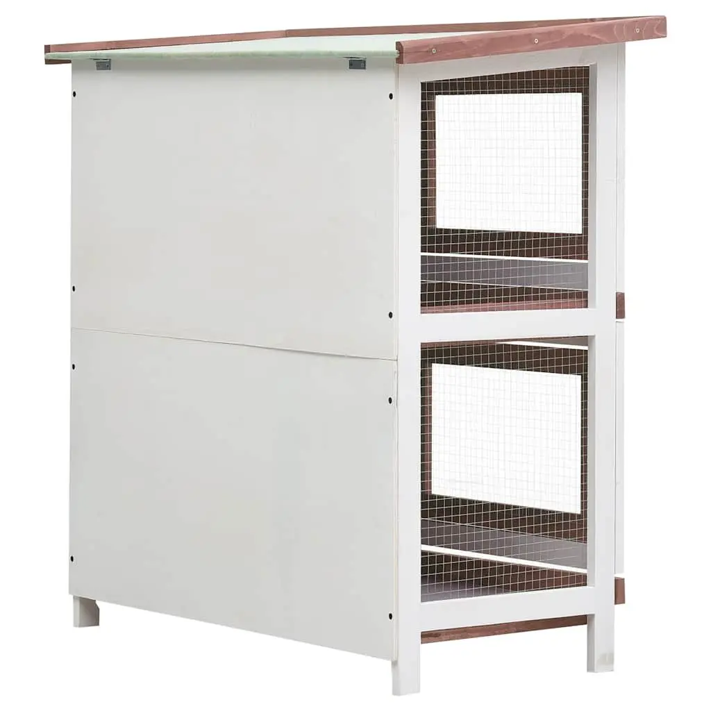 Wooden Rabbit Hutch with Four Access Doors and Cleaning Trays