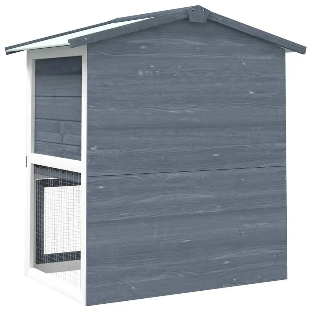 Rabbit Hutch Wooden Two Layer 3 Door Enclosure Small Animal Cage Grey
