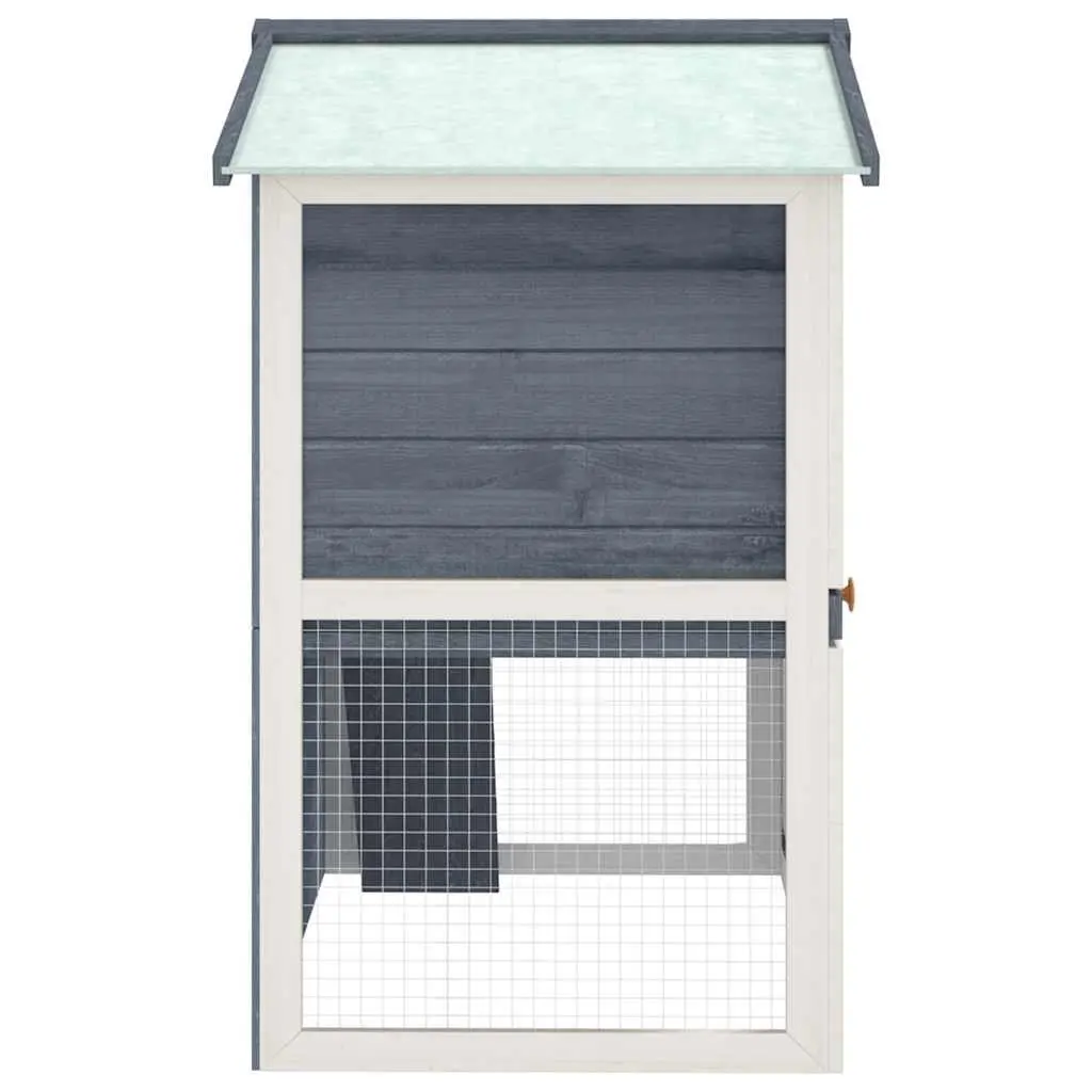 Rabbit Hutch Wooden Two Layer 3 Door Enclosure Small Animal Cage Grey