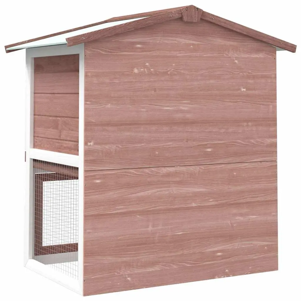 Outdoor Rabbit Hutch Wood 2 Layer Brown 3 Doors Small Animal Cage Exercise