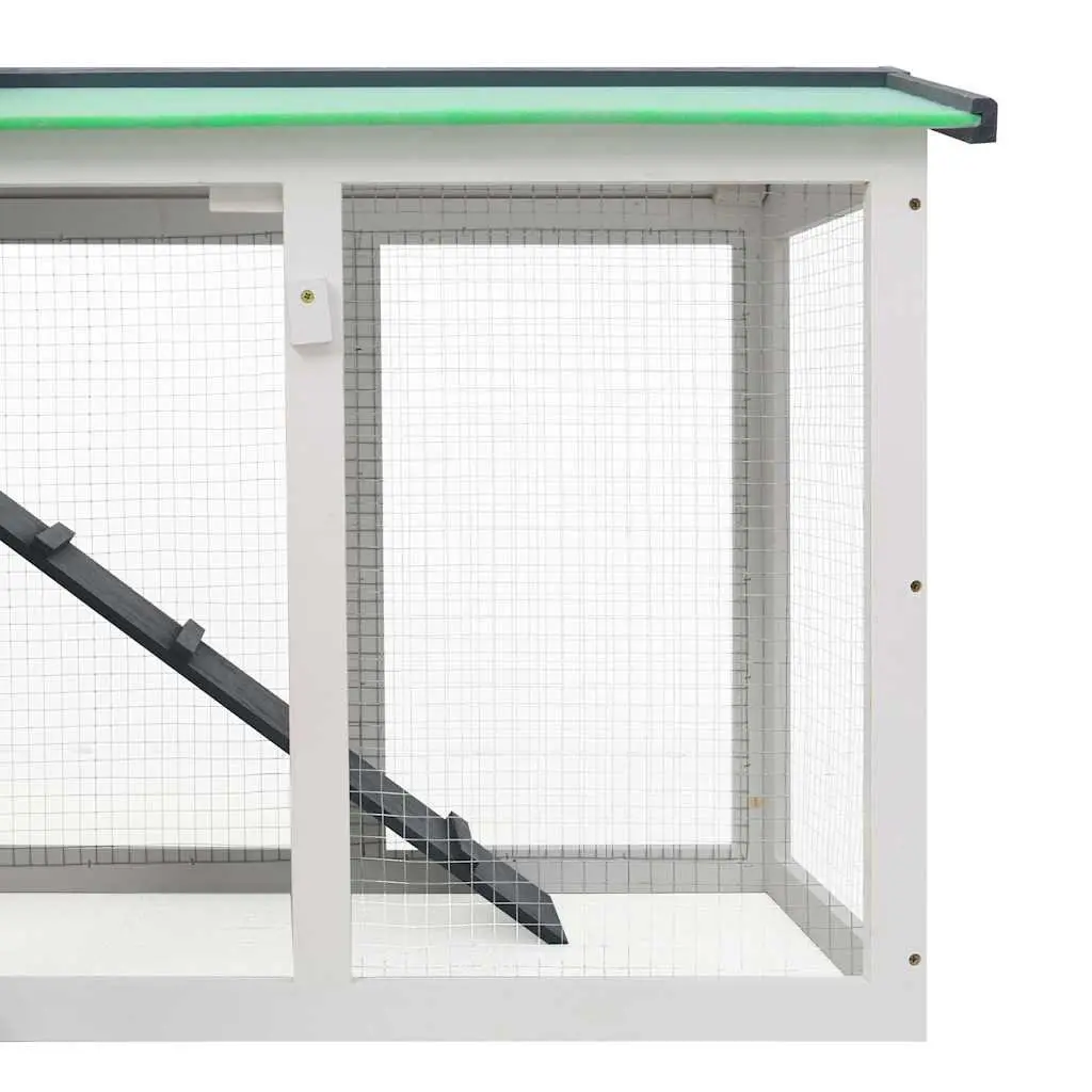 Large Wooden Rabbit Hutch 2-Layer Grey White 145x45x84cm