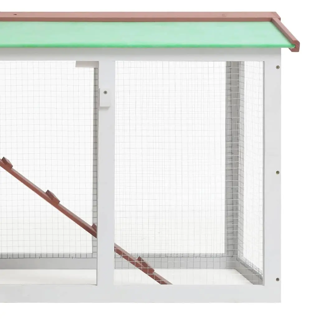 Outdoor Rabbit Hutch Wooden 2 Layer Brown and White 145 x 45 x 84 cm
