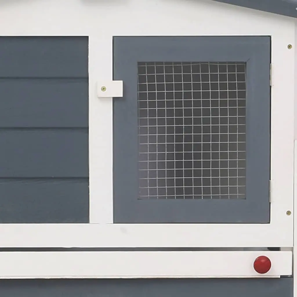 Large Wooden Rabbit Hutch Two Layer Grey 201 x 45 x 85 cm