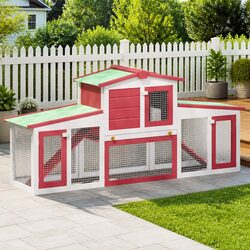 Practical Outdoor Hutch for Small Pets - 2 Tier Red