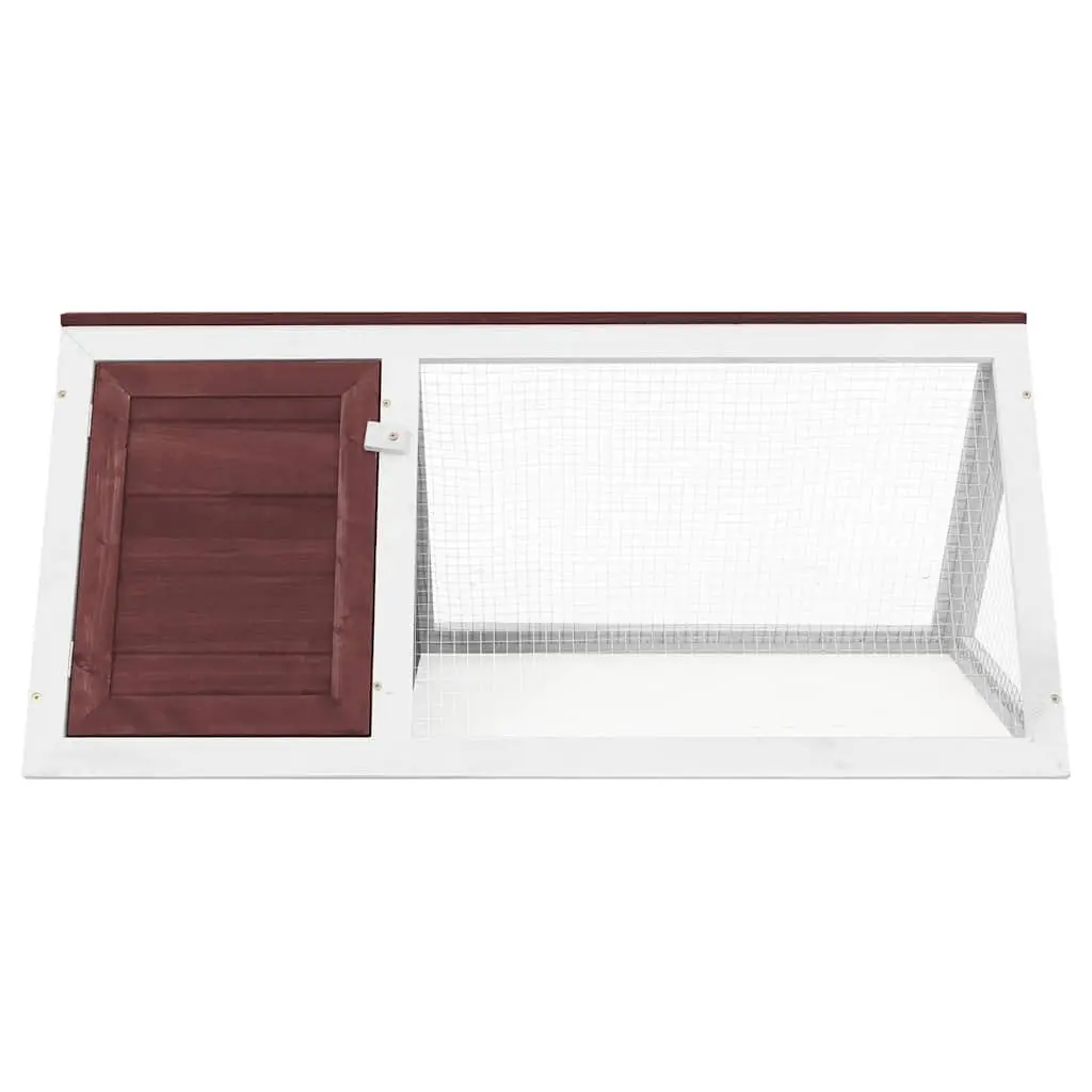 Rabbit Cage Wooden Habitat Small Animal Outdoor Brown Fir Wood Wire Mesh Door