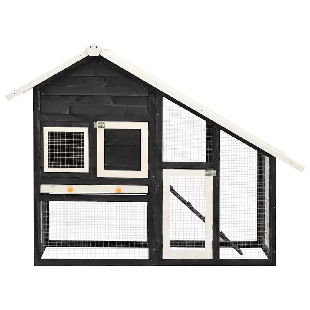 Rabbit Hutch Wooden Two Storey Grey White Small Animal Pet House Enclosure