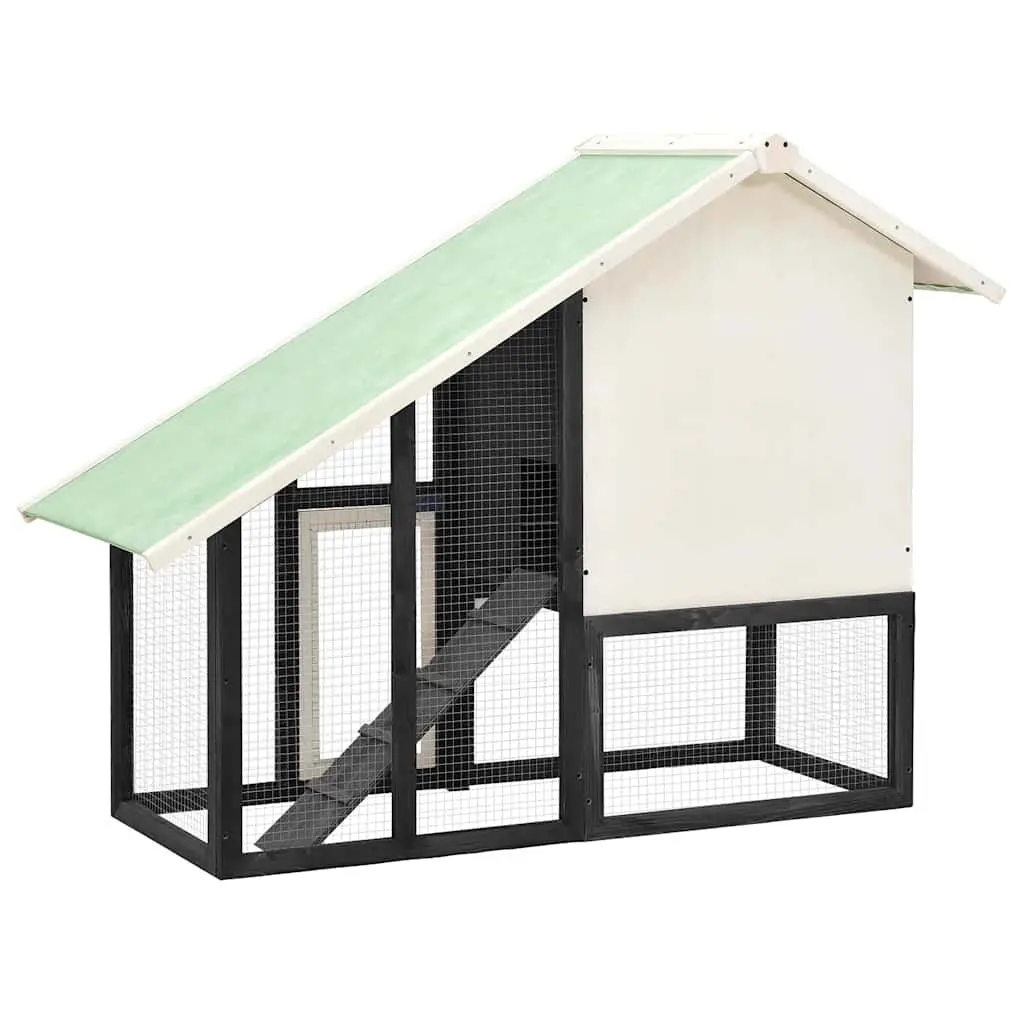 Rabbit Hutch Wooden Two Storey Grey White Small Animal Pet House Enclosure