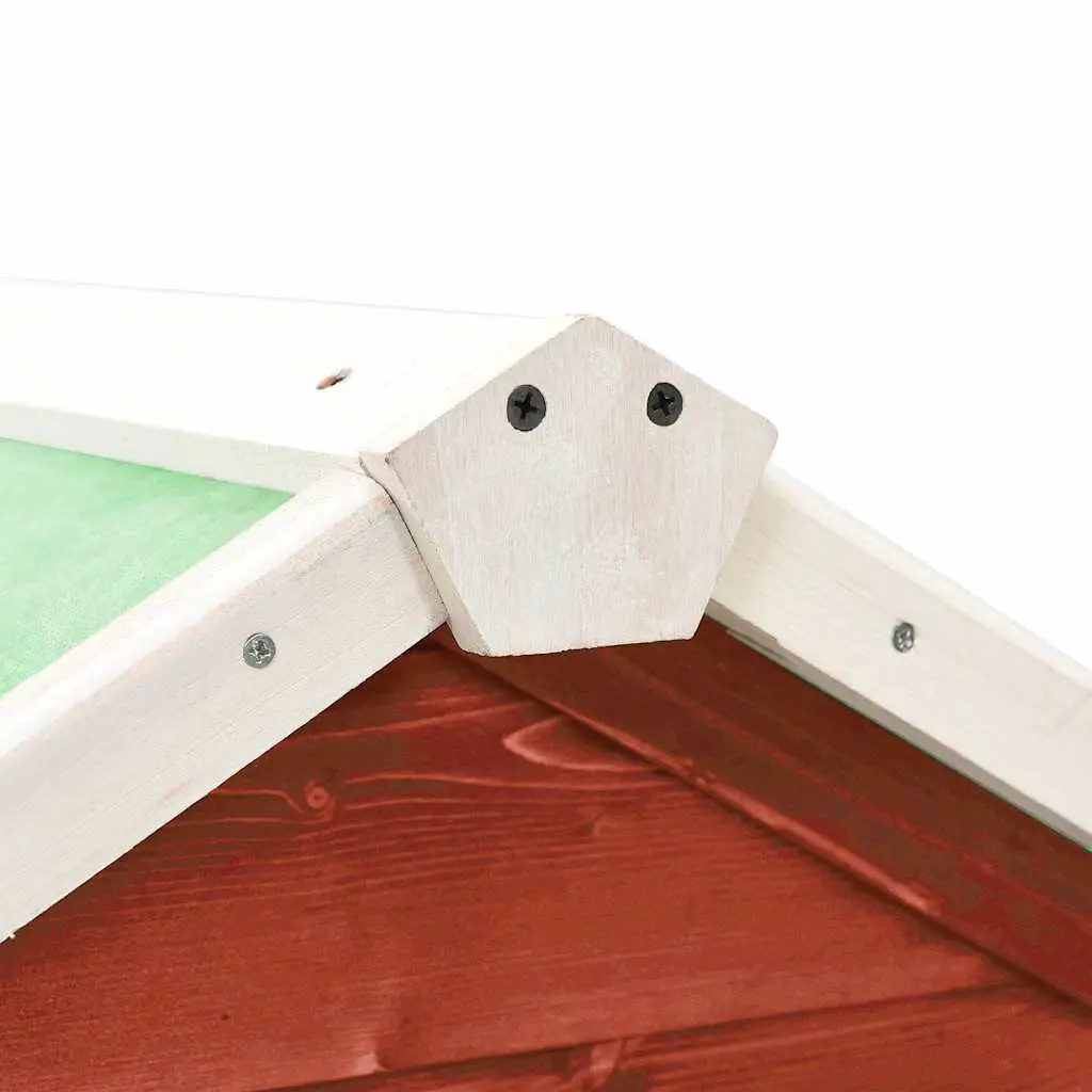Rabbit Hutch Wooden 2-Layer Red Small Animal Cage Outdoor Pet House with Ramp