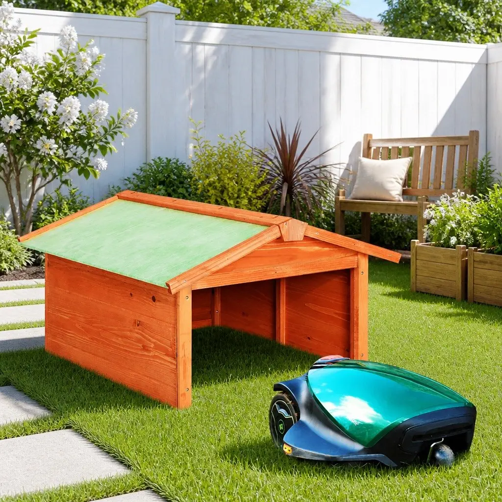 Robotic Lawn Mower Garage Wooden Shelter Storage Box Outdoor Protection Cover