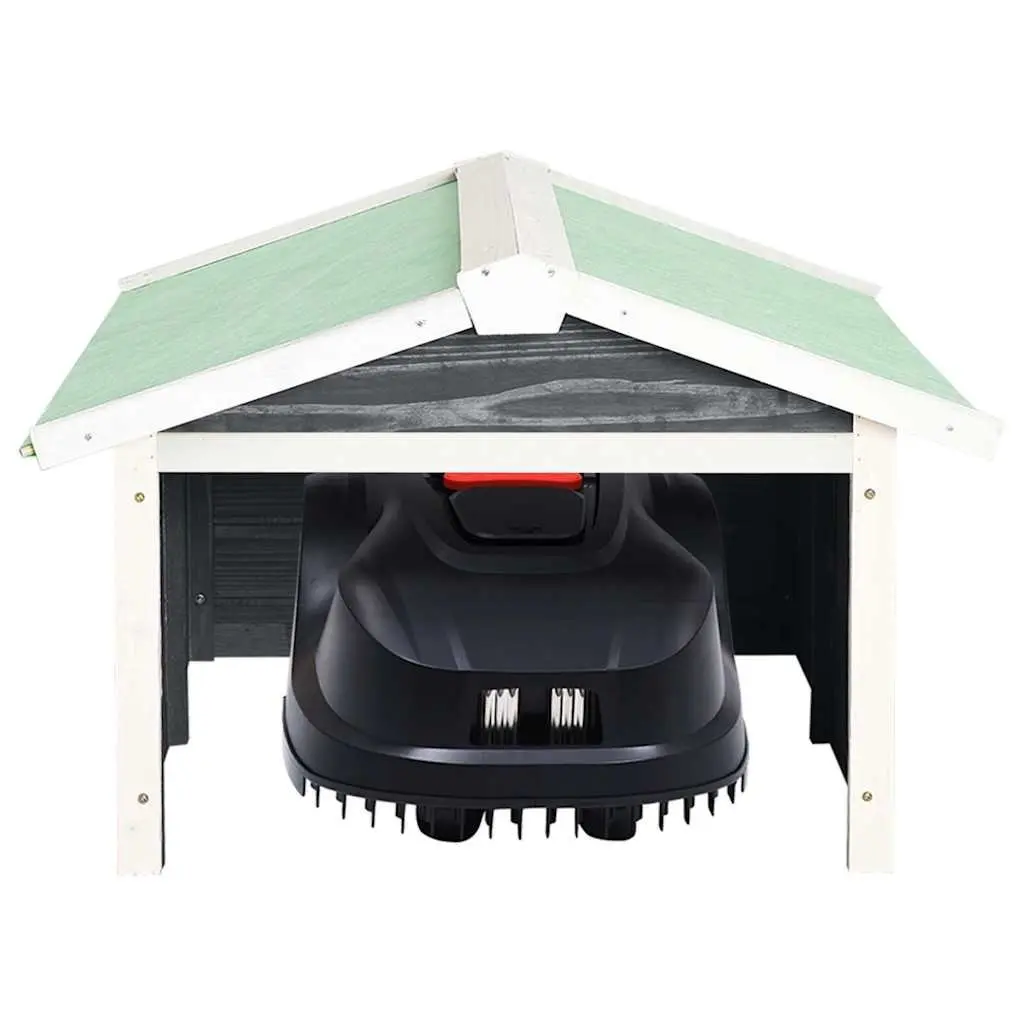 Robotic Lawn Mower Shelter Solid Firwood 72x87x50cm Outdoor Storage Grey White