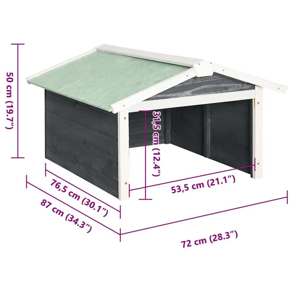 Robotic Lawn Mower Shelter Solid Firwood 72x87x50cm Outdoor Storage Grey White