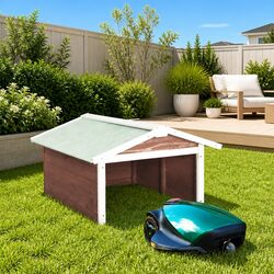 Practical Wooden Garage for Lawn Mower Protection