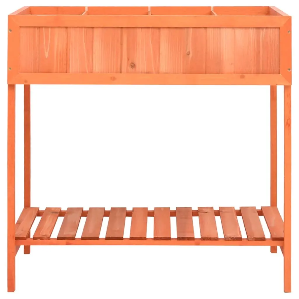 Wooden Raised Herb Planter Box Solid Firwood Brown 80x60x80cm for Outdoor Balcony Patio Gardening
