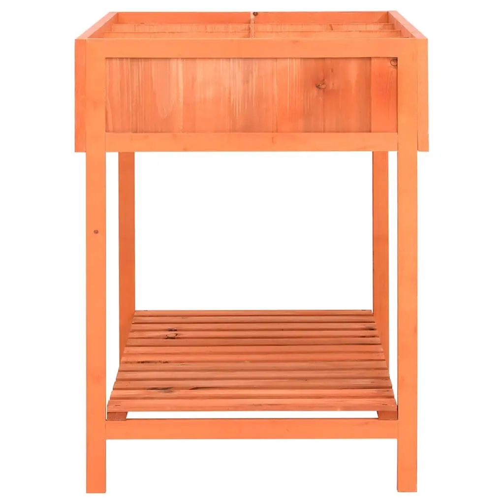 Wooden Raised Herb Planter Box Solid Firwood Brown 80x60x80cm for Outdoor Balcony Patio Gardening