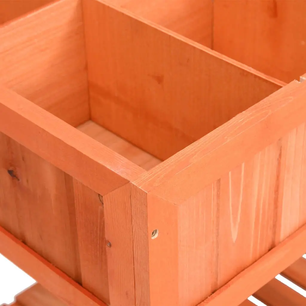 Wooden Raised Herb Planter Box Solid Firwood Brown 80x60x80cm for Outdoor Balcony Patio Gardening