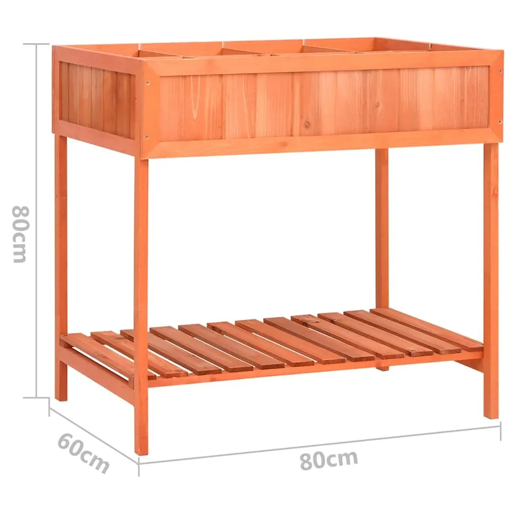 Wooden Raised Herb Planter Box Solid Firwood Brown 80x60x80cm for Outdoor Balcony Patio Gardening