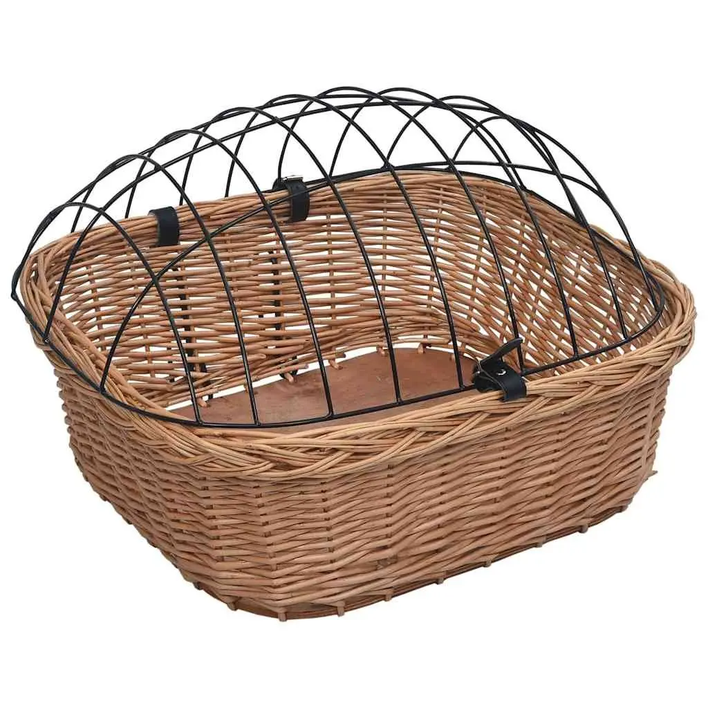 Bicycle Front Basket with Cover Natural Willow Outdoor Cycling Accessories