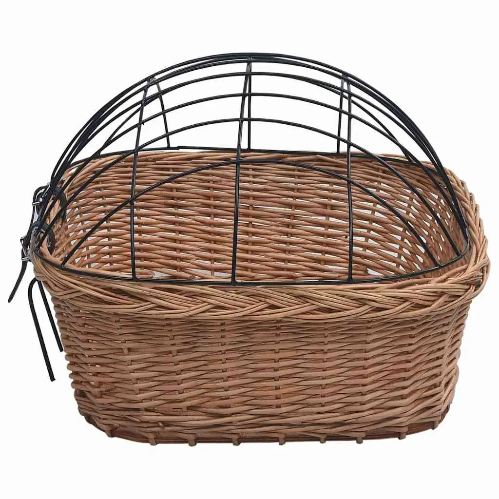 Bicycle Front Basket with Cover Natural Willow Outdoor Cycling Accessories