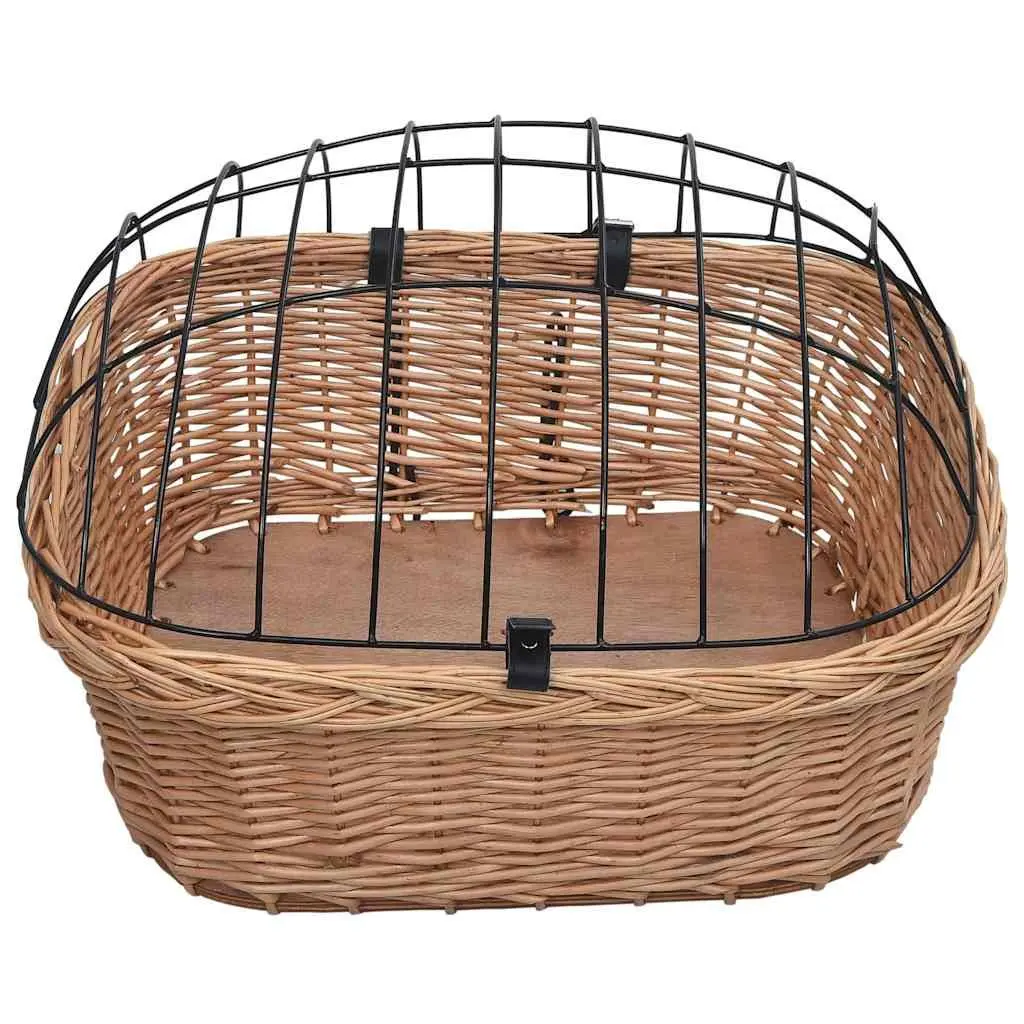 Bicycle Front Basket with Cover Natural Willow Outdoor Cycling Accessories