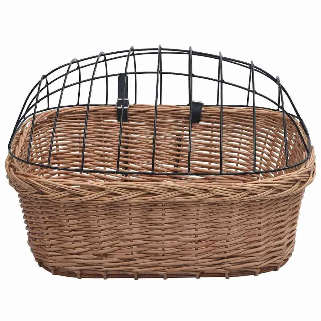 Bicycle Front Basket with Cover Natural Willow Outdoor Cycling Accessories