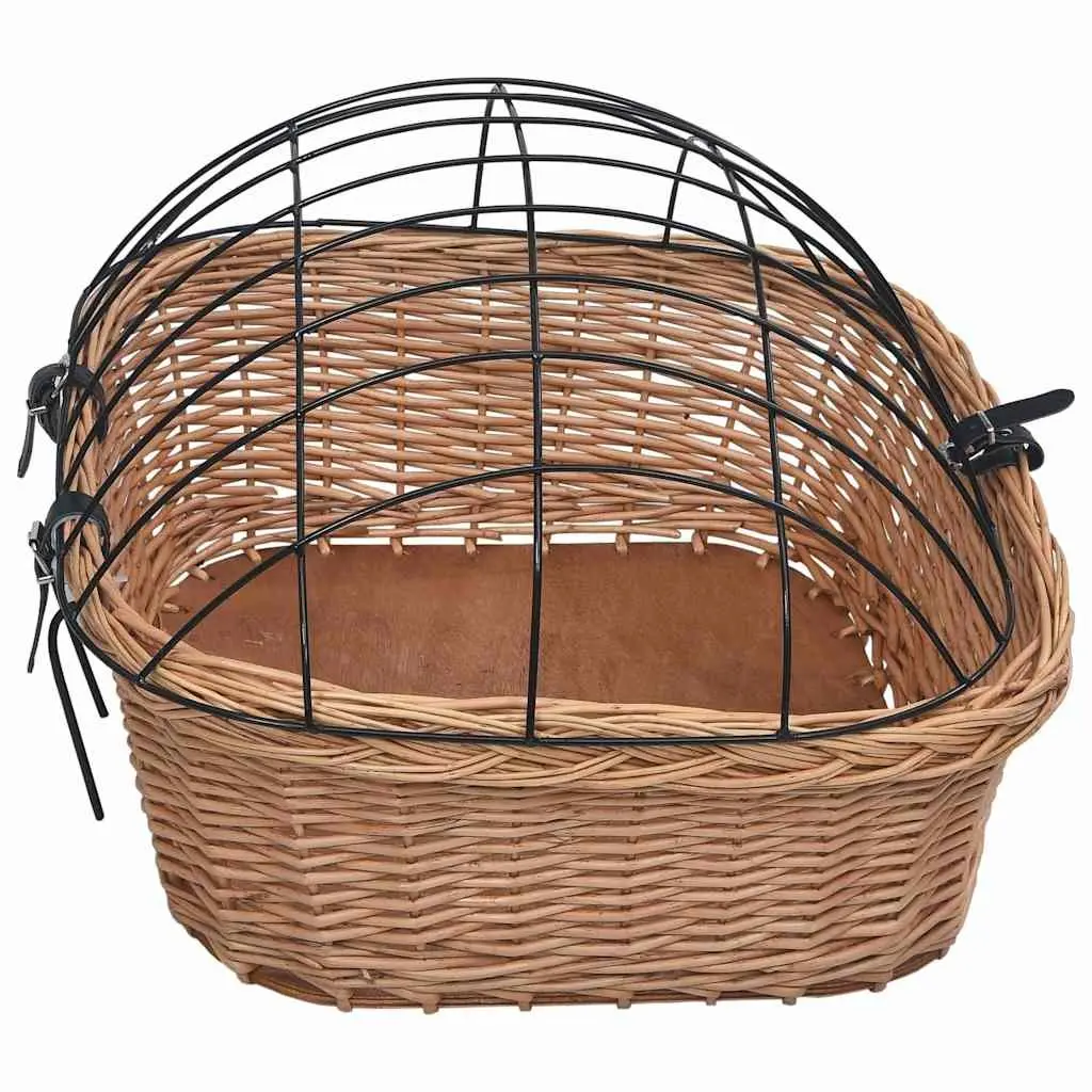 Bicycle Front Basket with Cover Natural Willow Outdoor Cycling Accessories