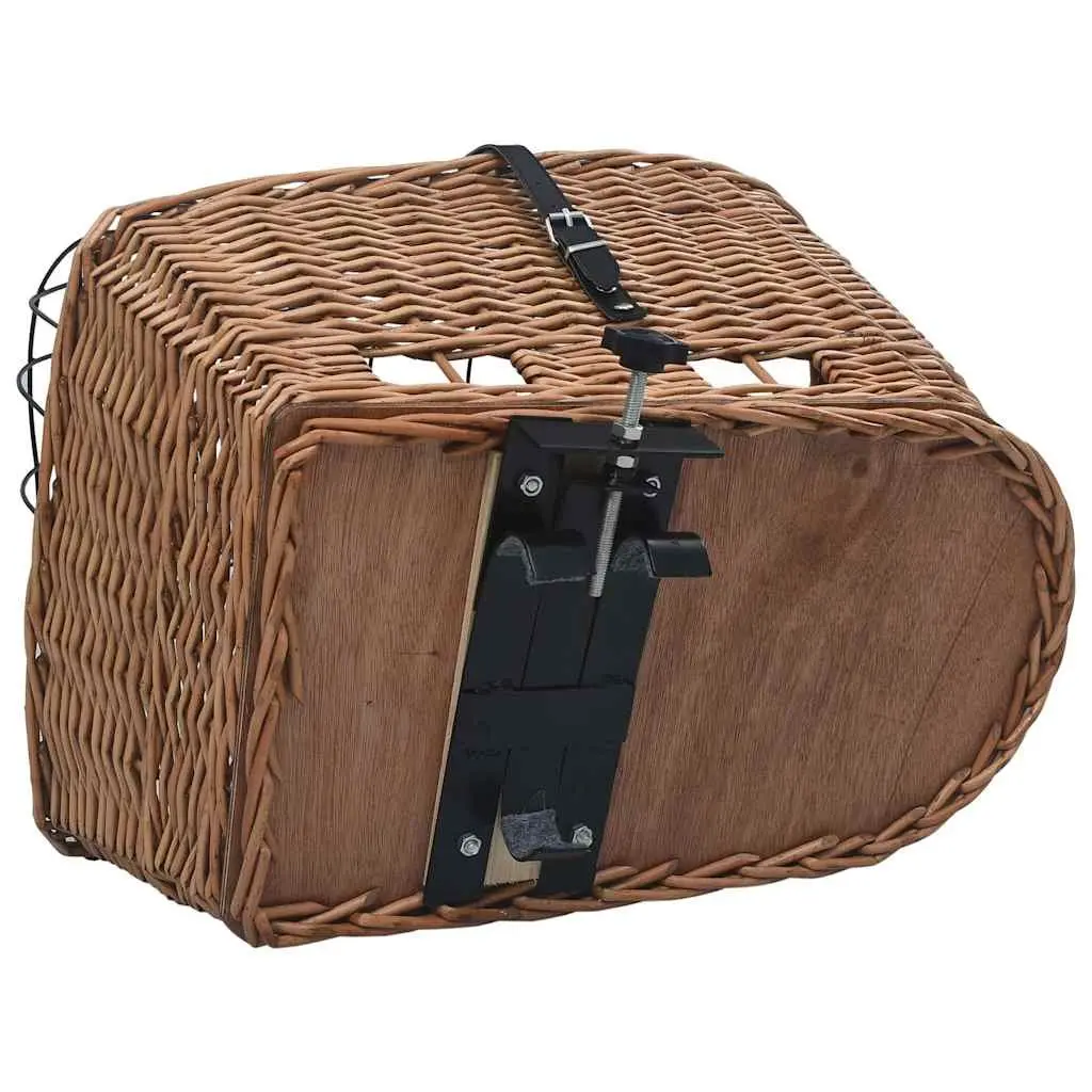 Bike Rear Basket Natural Willow 55x31x36 cm Brown with Cover