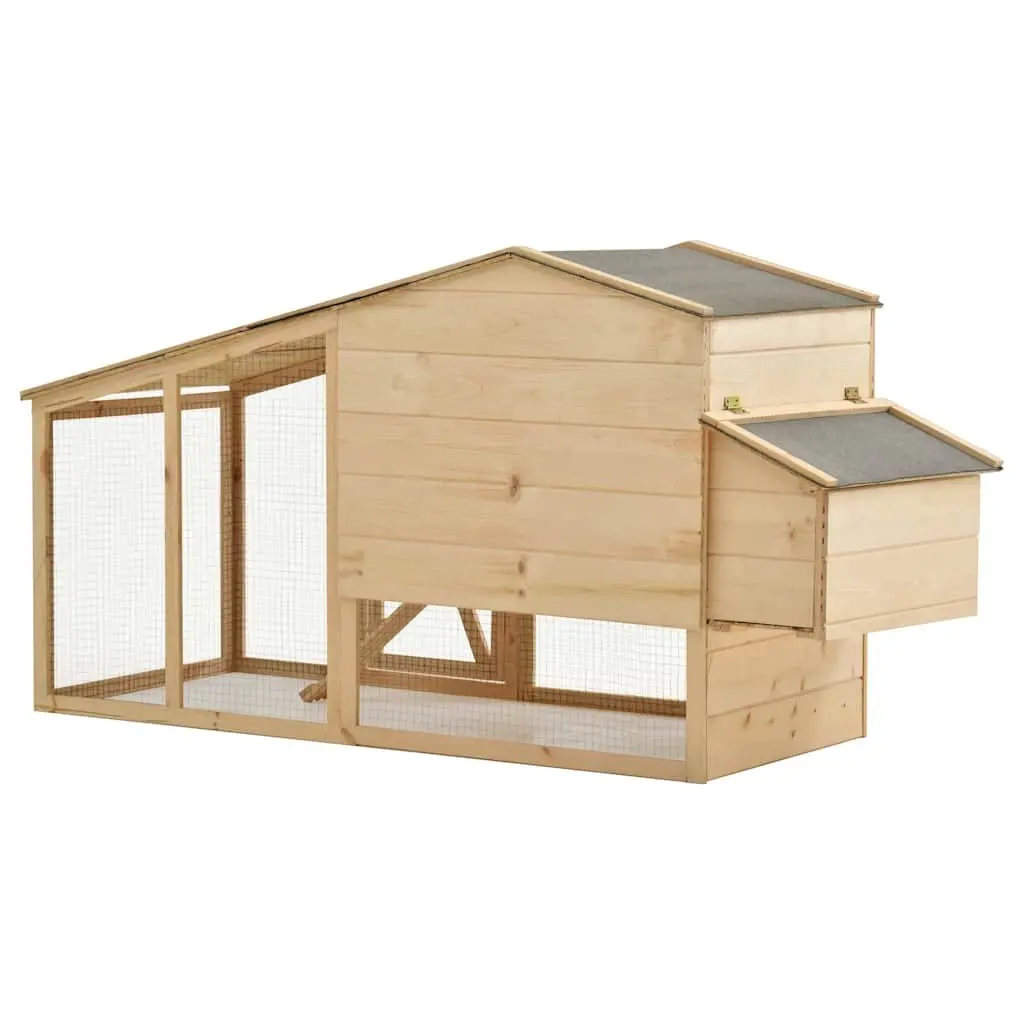 Chicken Hutch Solid Pine Wood Brown with Ramp Upper Cubby and Pull Out Tray