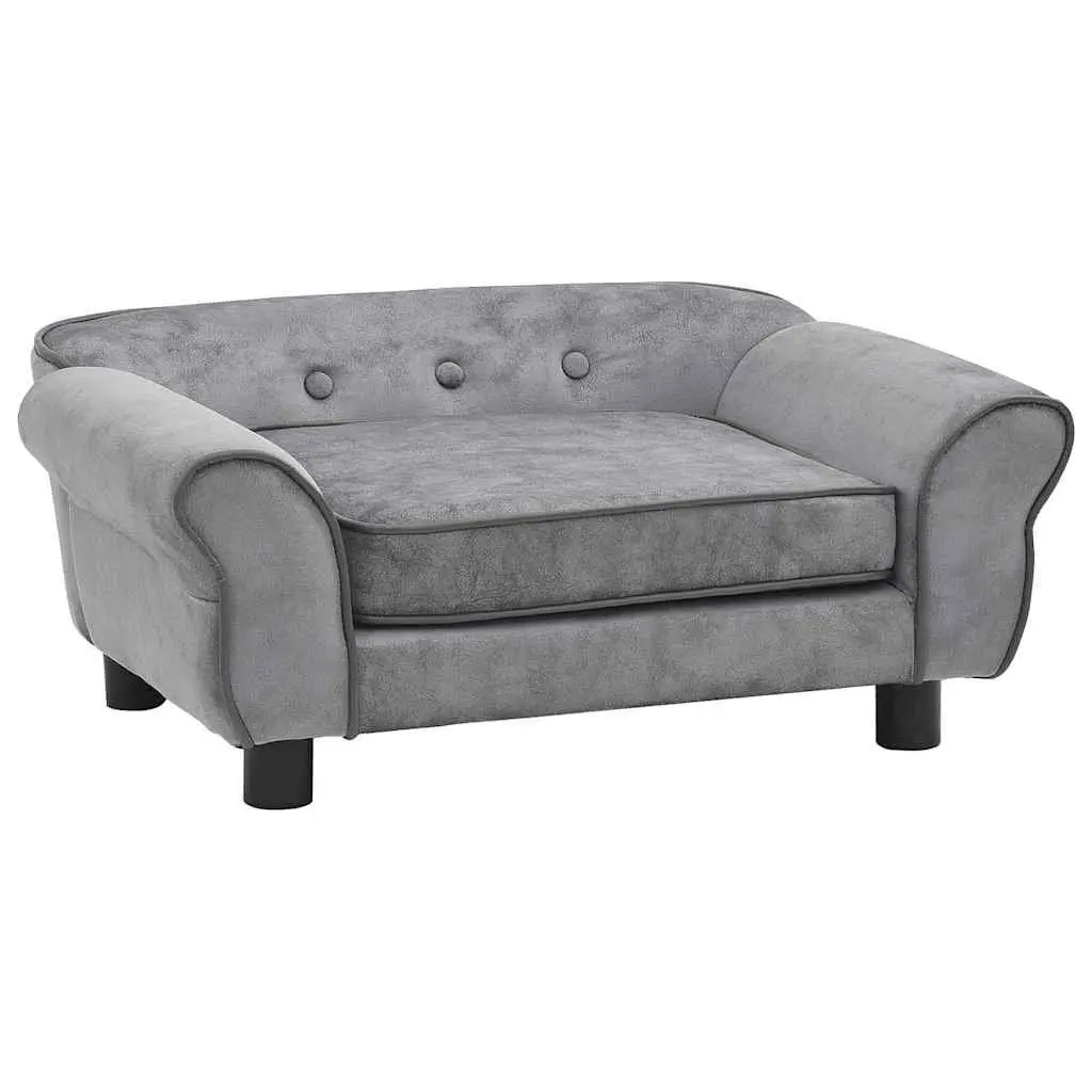 Dog Sofa Grey 72x45x30 cm Plush Pet Bed Couch Small Dogs Cats Lounge Furniture