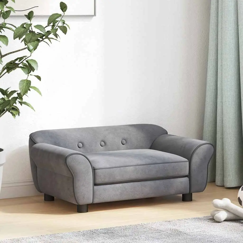 Dog Sofa Grey 72x45x30 cm Plush Pet Bed Couch Small Dogs Cats Lounge Furniture