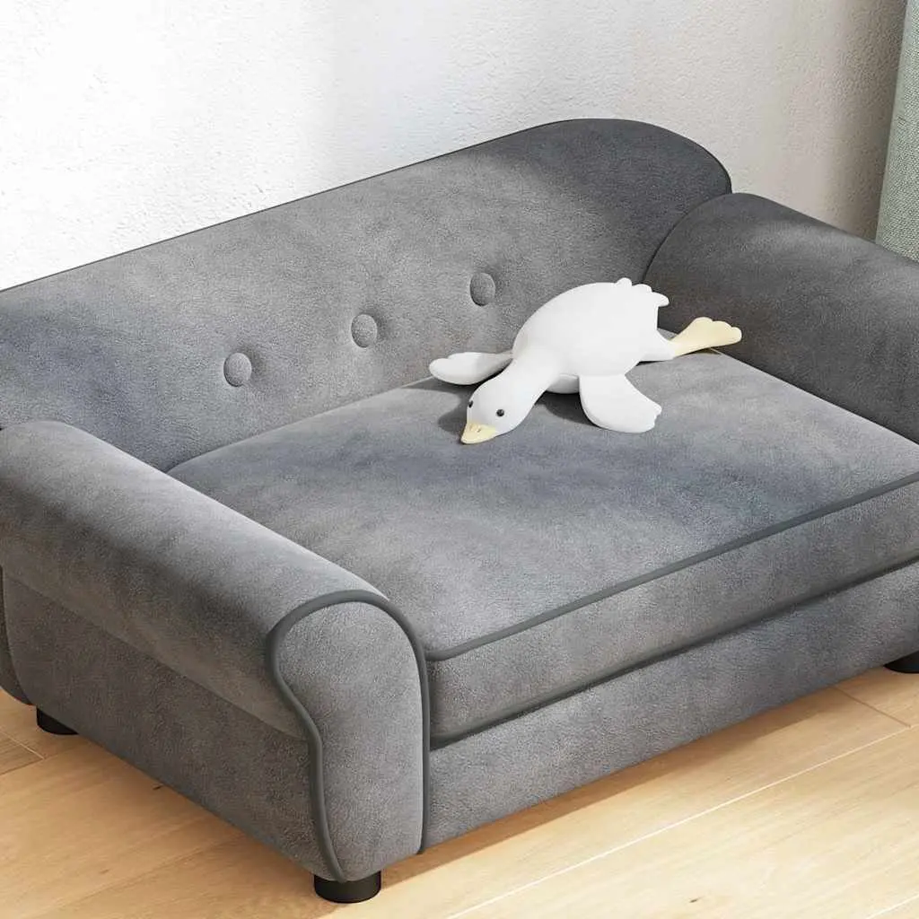 Dog Sofa Grey 72x45x30 cm Plush Pet Bed Couch Small Dogs Cats Lounge Furniture