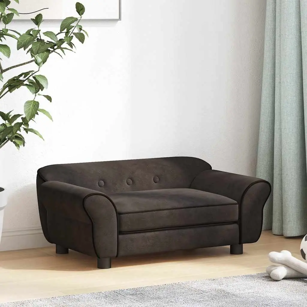Dog Sofa Plush Cushion Bed Wooden Frame Brown Small Animals