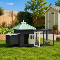 Wooden Chicken Coop Nesting Box Large Run Poultry Cage Small Animal Habitat