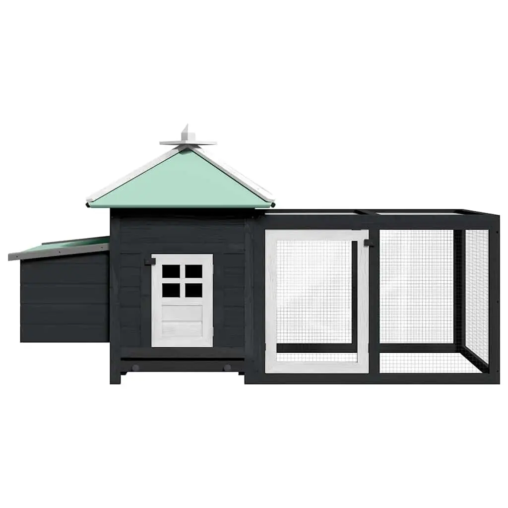 Wooden Chicken Coop Large Run Solid Fir Wood Grey