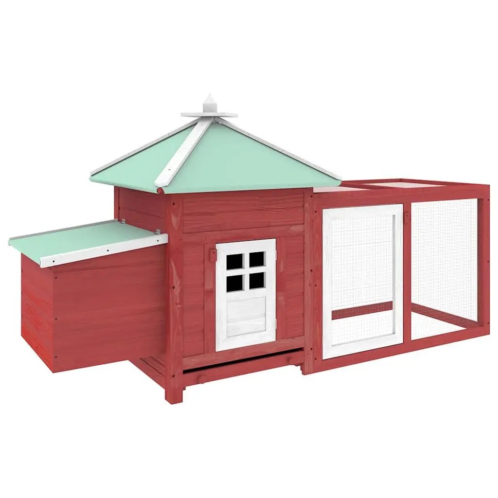 Wooden Chicken Coop Nesting Box Red 190x72x102cm Solid Fir Frame Galvanised Steel Wire Mesh Water-Resistant Fabric Roof