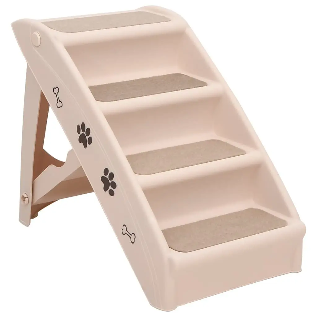Folding Pet Stairs Steps Ramp for Small Large Dogs Cats Bed Sofa Access Cream
