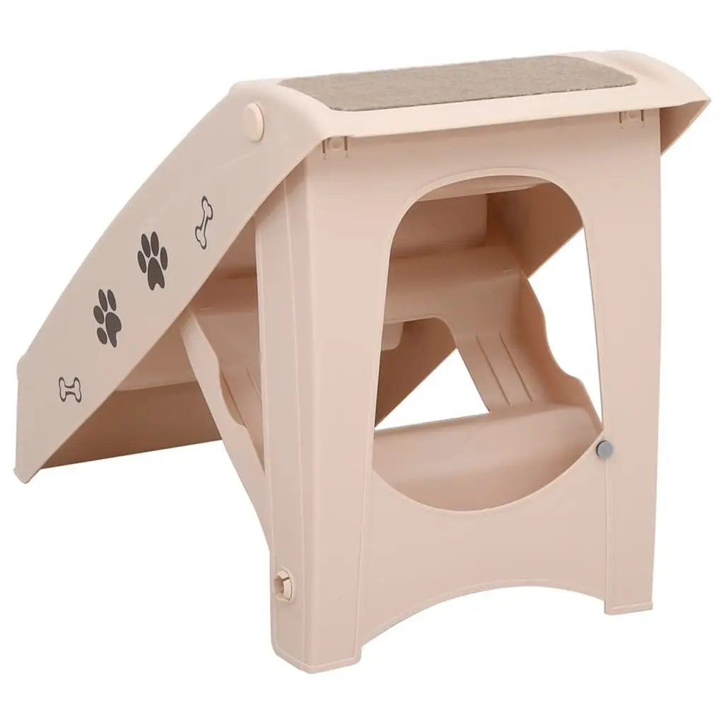 Folding Pet Stairs Steps Ramp for Small Large Dogs Cats Bed Sofa Access Cream