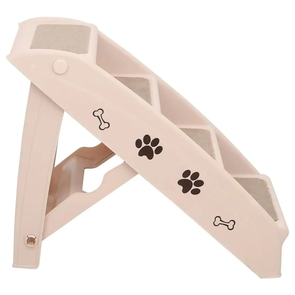 Folding Pet Stairs Steps Ramp for Small Large Dogs Cats Bed Sofa Access Cream