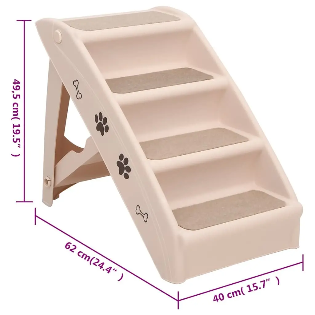 Folding Pet Stairs Steps Ramp for Small Large Dogs Cats Bed Sofa Access Cream